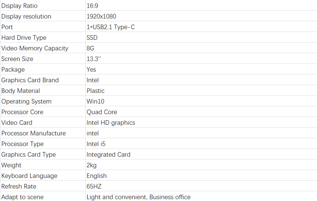 HP EliteBook X360 1030 G3 parameters