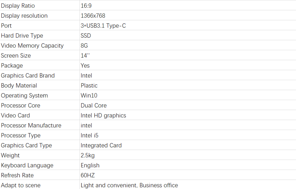 HP ProBook 440 G5 parameters